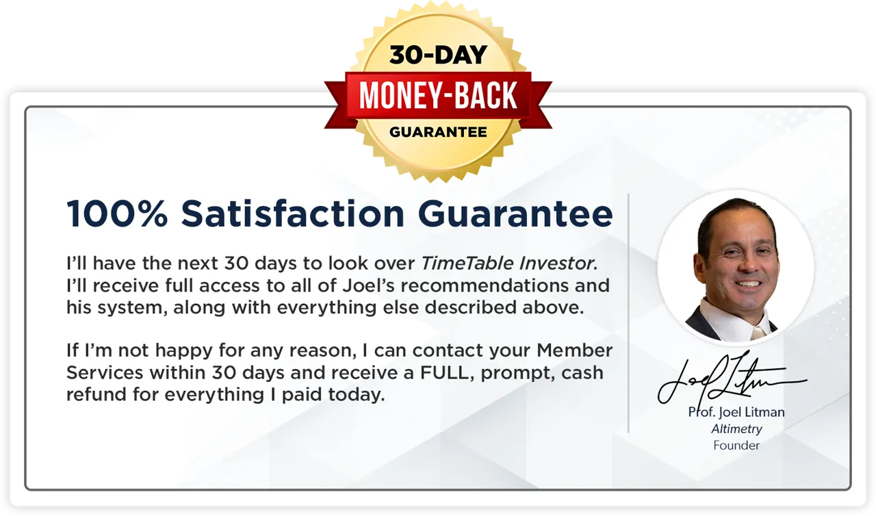 The Timetable Investor 30-Day Money-Back Guarantee Certification