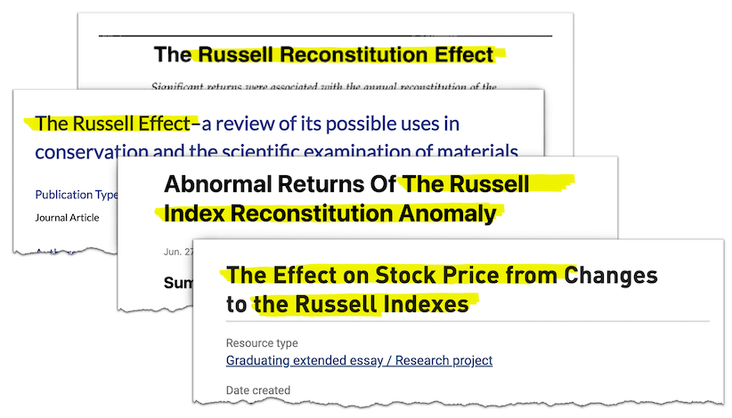 Russell recon studies